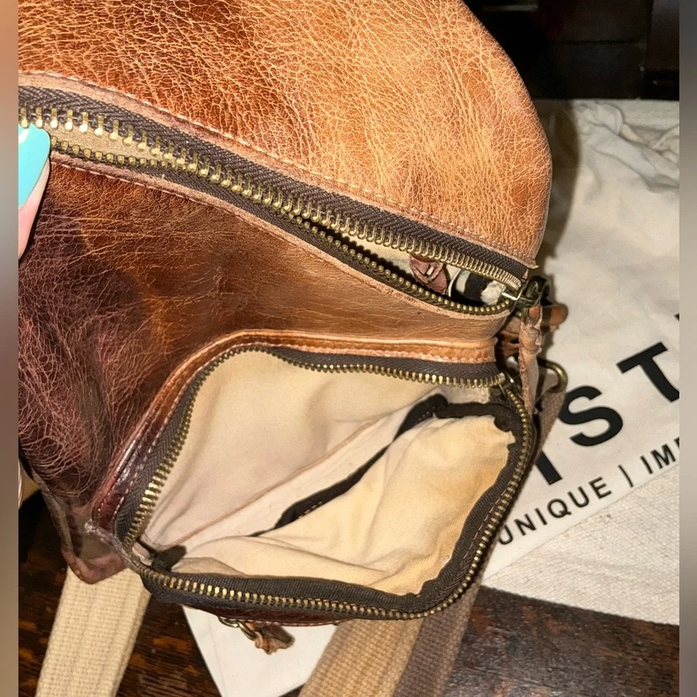 Bed Stu Leather Andie Sling Backpack Cafe Latte Retail $260 - Picture 11 of 12